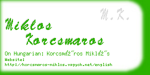 miklos korcsmaros business card